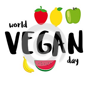 Illustration of World Vegetarian Day for social media post , postcard, banner, greetingcard, emblem, sticker, flyer. World Vegan D photo