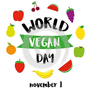 Illustration of World Vegetarian Day for social media post , postcard, banner, greetingcard, emblem, sticker, flyer. World Vegan D photo