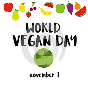 Illustration of World Vegetarian Day for social media post , postcard, banner, greetingcard, emblem, sticker, flyer. World Vegan D photo