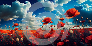 Illustration of world war one battlefields filled with poppies