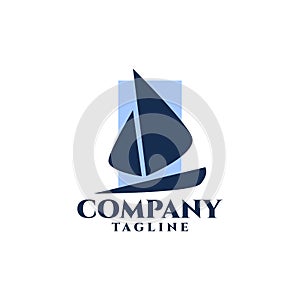 The illustration of a yacht is suitable for logos related to the marine industry