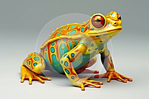 Illustration of a yellow frog on a gray gradient background