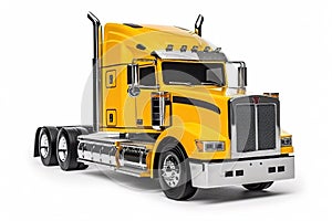 Illustration of a Yellow Semi Truck, Generative AI