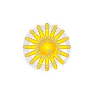 Illustration of a yellow sun icon on a white background