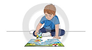 Boy Solving Jigsaw Puzzle Child Development, Learning, Education