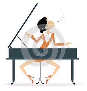 Illustration of young pianist and singer woman