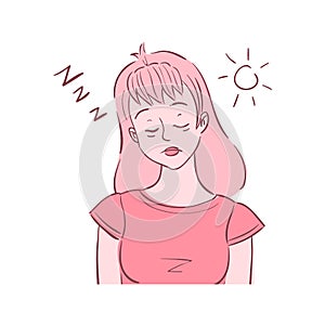 Illustration of young woman experienced fatigue.