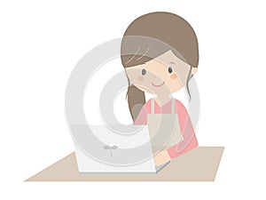 Young woman working with a laptop photo