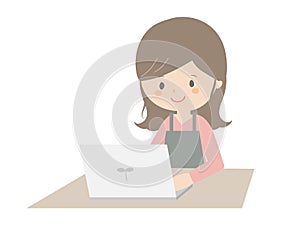 Young woman working with a laptop photo