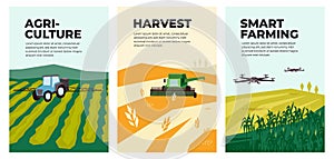 Illustrations of agriculture, harvest, smart farming photo
