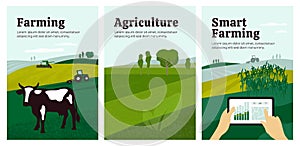 Illustrations of agriculture, smart farming, livestock