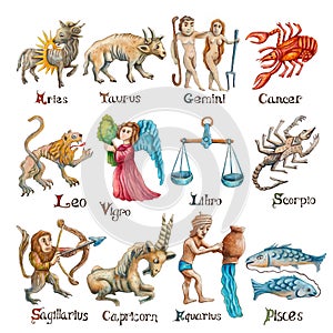 Astrological signs isolated on a white background photo