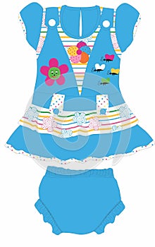 baby girls frocks with panty cute flower print vector art