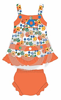 baby girls frocks with pants flower print vector art