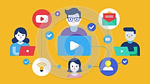 These illustrations can visually convey the idea of content monetization strategists actively collaborating with content photo