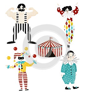 Illustrations with circus performers