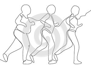 The illustrations and clipart. Continuous one-line drawing. 3 Runner isolated