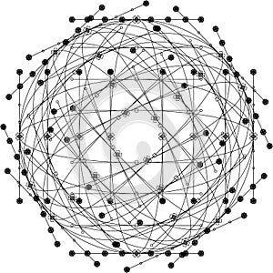 Vector image. Abstract image. 3D circle with nodes on white background