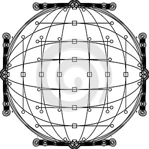 Vector image. Abstract image. Globe with nodes on white background