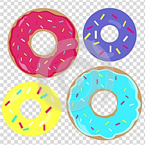 Illustrations of colored donuts