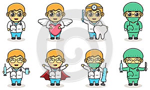 Illustrations of Cute Boys with Doctor costume.