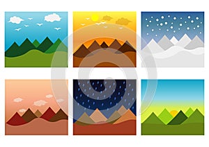 Illustrations of Different Landscapes and Seasons