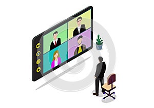 Illustrations flat design concept video conference