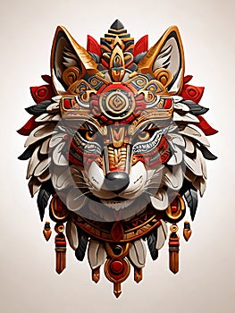 Illustrations of fox faces,stickers,shirts. Representative of the gods of the indigenous tribes. Ai generated.