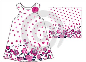 girls printed frcoks flower rose all over print vector