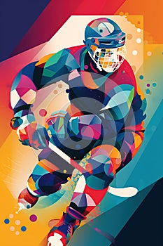 Illustrations of a Hockey Sport Player Action. Generative Ai