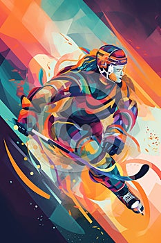 Illustrations of a Hockey Sport Player Action. Generative Ai