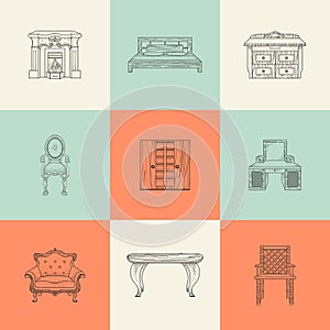 Illustrations of home furnishings
