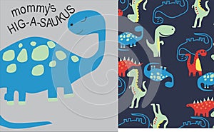 little Dino mommys print vector design photo