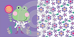 little frog all over print vector art photo