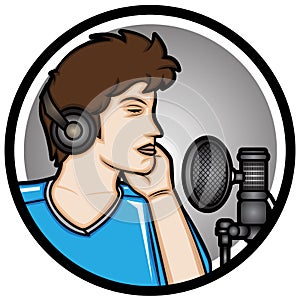 Illustrations of men singing