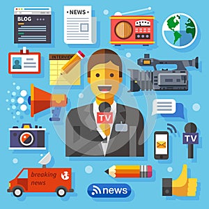 Illustrations modern information technology and news