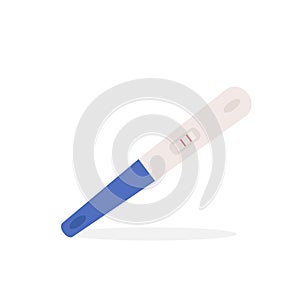 Illustrations of a positive pregnancy test, two stripes on a white isolated background. Concept of medicine, gynaecology