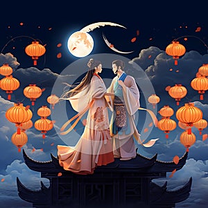 Illustrations of Qixi Valentine\'s Day