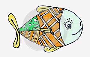 Illustrations. Sea inhabitants, fish. kawaii animais