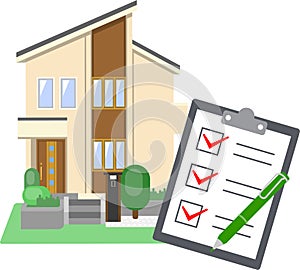 Illustrations of single-family homes and checklists