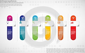 Illustrations vector of infographics design and business marketing icons with 6 options or processes layout, diagram, annual