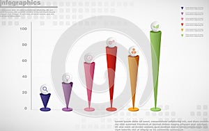 Illustrations vector of infographics design and business marketing icons with 6 options or processes layout, diagram, annual