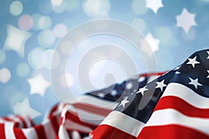 Illustrative banner with copy space and American flag. USA election concept