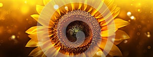 An illustrative banner showcasing a close-up of a blooming sunflower with intricate details, capturing the radiant beauty and