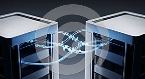 Secure Data Transfer and High-Speed Networking: Digital Connection Between Server Racks for Technology Professionals.