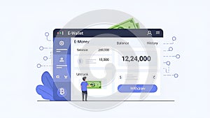 E-Wallet Interface Illustration: Digital Finance and Cryptocurrency