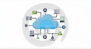 Cloud Computing Network Diagram Data Storage, Servers, and Connections