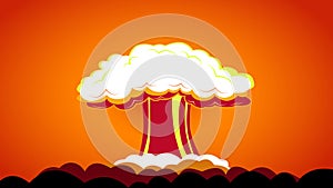 Illustrative image of an atomic bomb explosion, on the red background photo