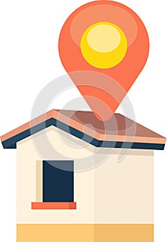 Illustrative image of location icon, house address that has been pinned on the map