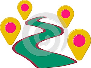 Illustrative image of the location icon, the road pinned to the GPS point